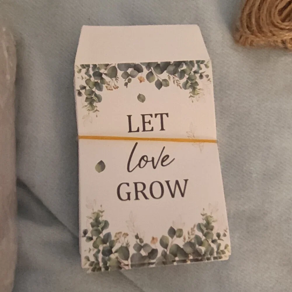 Botanical Wedding Favor Set: White Pots, Cups, Twine, Favor Boxes, Tags, Bags